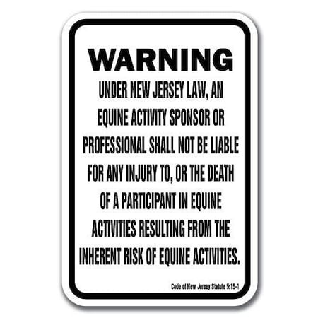 Signmission Safety Sign, 18 in Height, Aluminum, 12 in Length, Equine - New Jersey A-1218 Equine - New Jersey